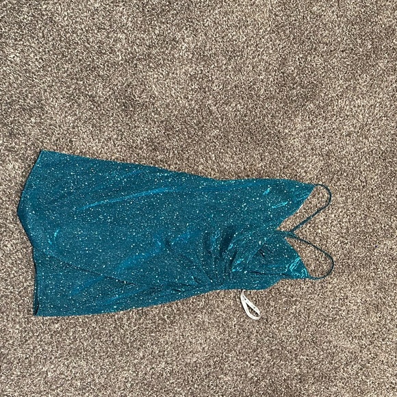 Turquoise Short Sparkly Dress - Picture 3 of 3